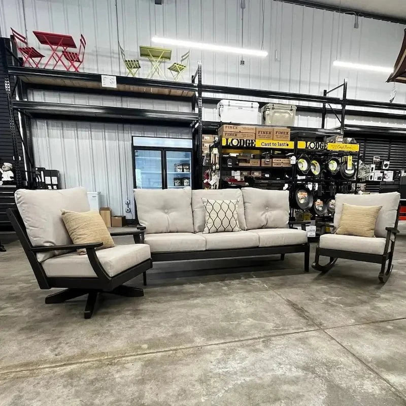Local Special, POLYWOOD Braxton Lounge Set, Vintage Coffee Frames, Essential Sand Cushions, Floor Model 12044846