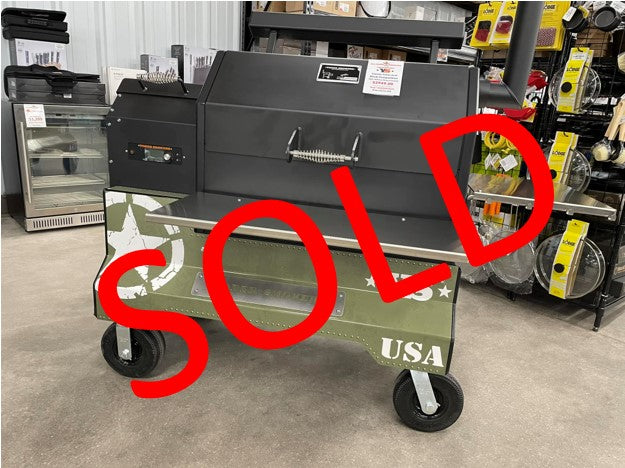 Local Special, Scratch & Dent, Yoder Smokers YS640s Pellet Grill on Black Competition Cart with Military Wrap Outdoor Grills 96015