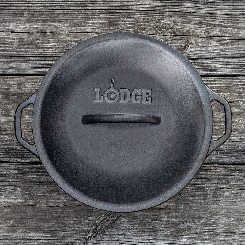 Lodge L8DOLKPLT Cast Iron Dutch Oven with Dual Handles, Pre-Seasoned,  5-Quart,Black