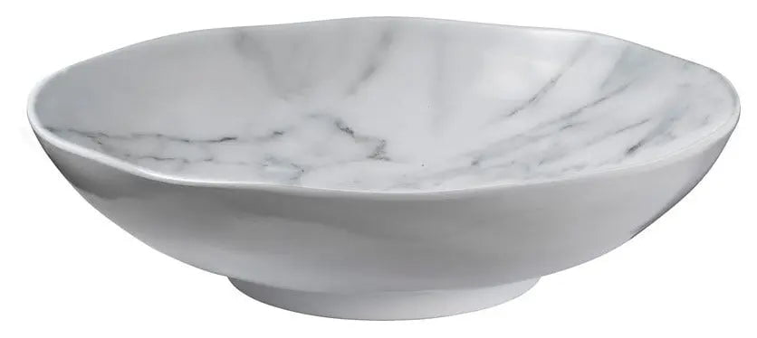 Merritt White Marble Melamine Dinnerware Collection Dinnerware Serving Bowl 12027750