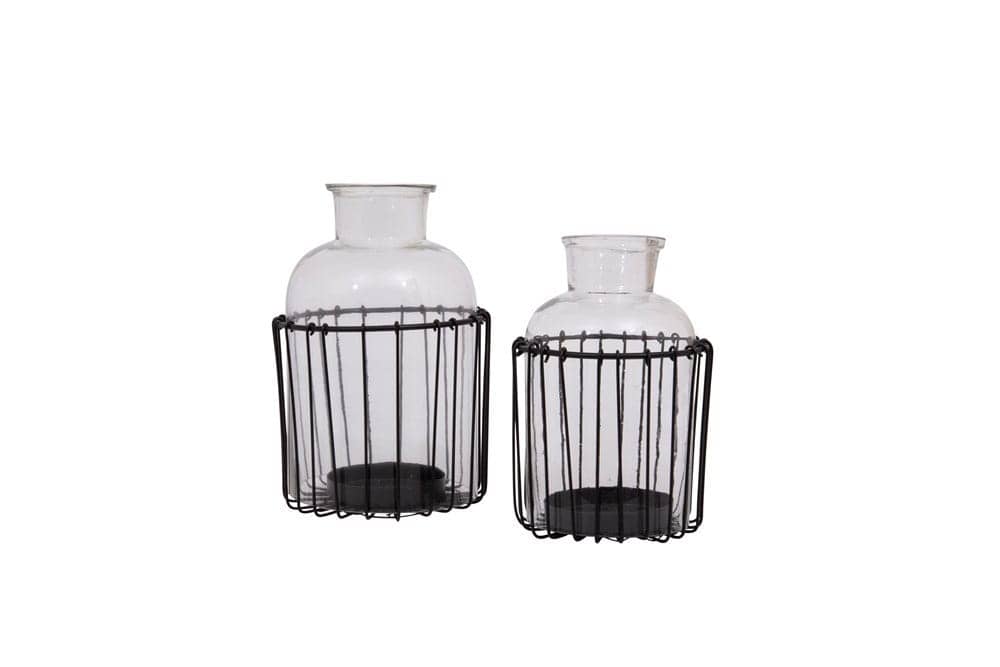 Metal and Glass Candle Holder, 2 sizes
