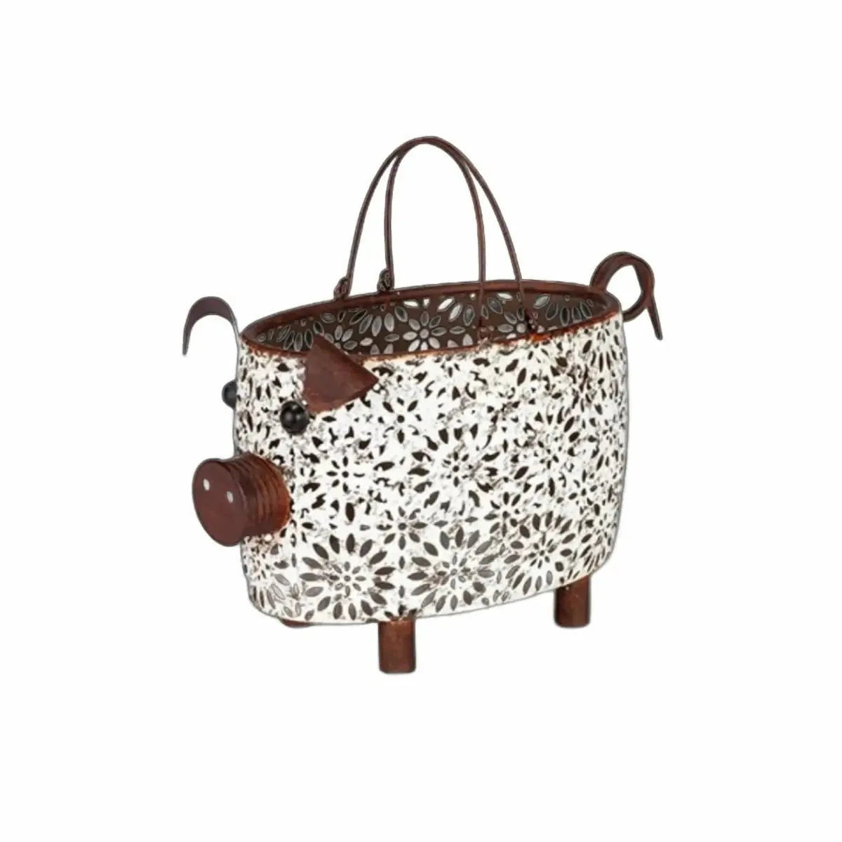 Metal Pig Baskets Decor White 12044924