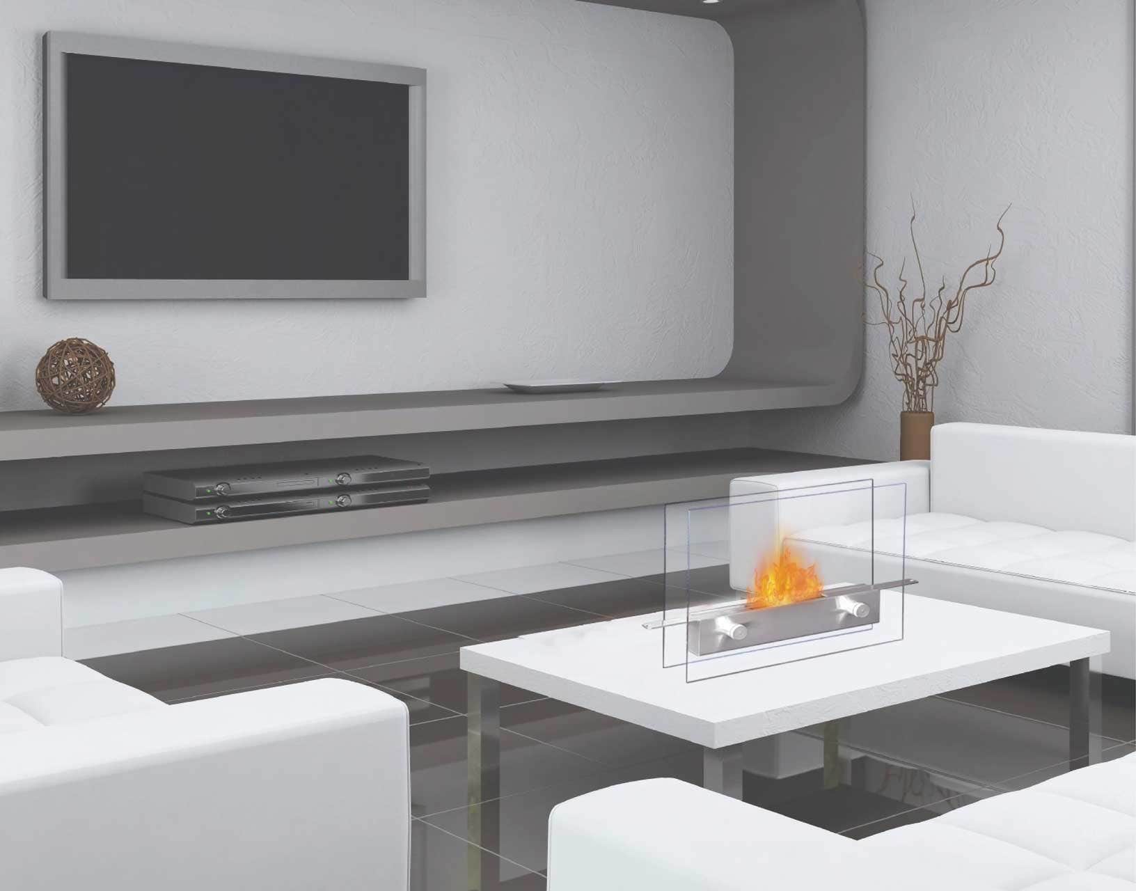 Metropolitan Tabletop Bioethanol Silver Fireplace