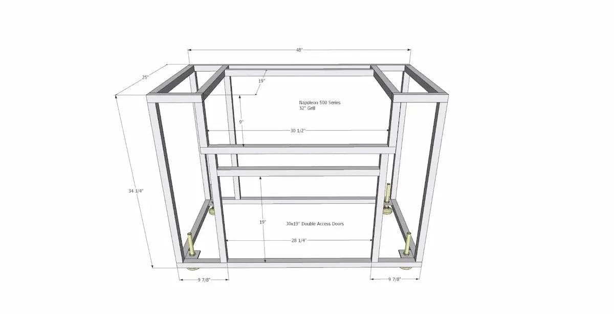 Napoleon BI32 500-Series Gas BBQ Grill Island with 30x19 Double Access Doors Outdoor Grills