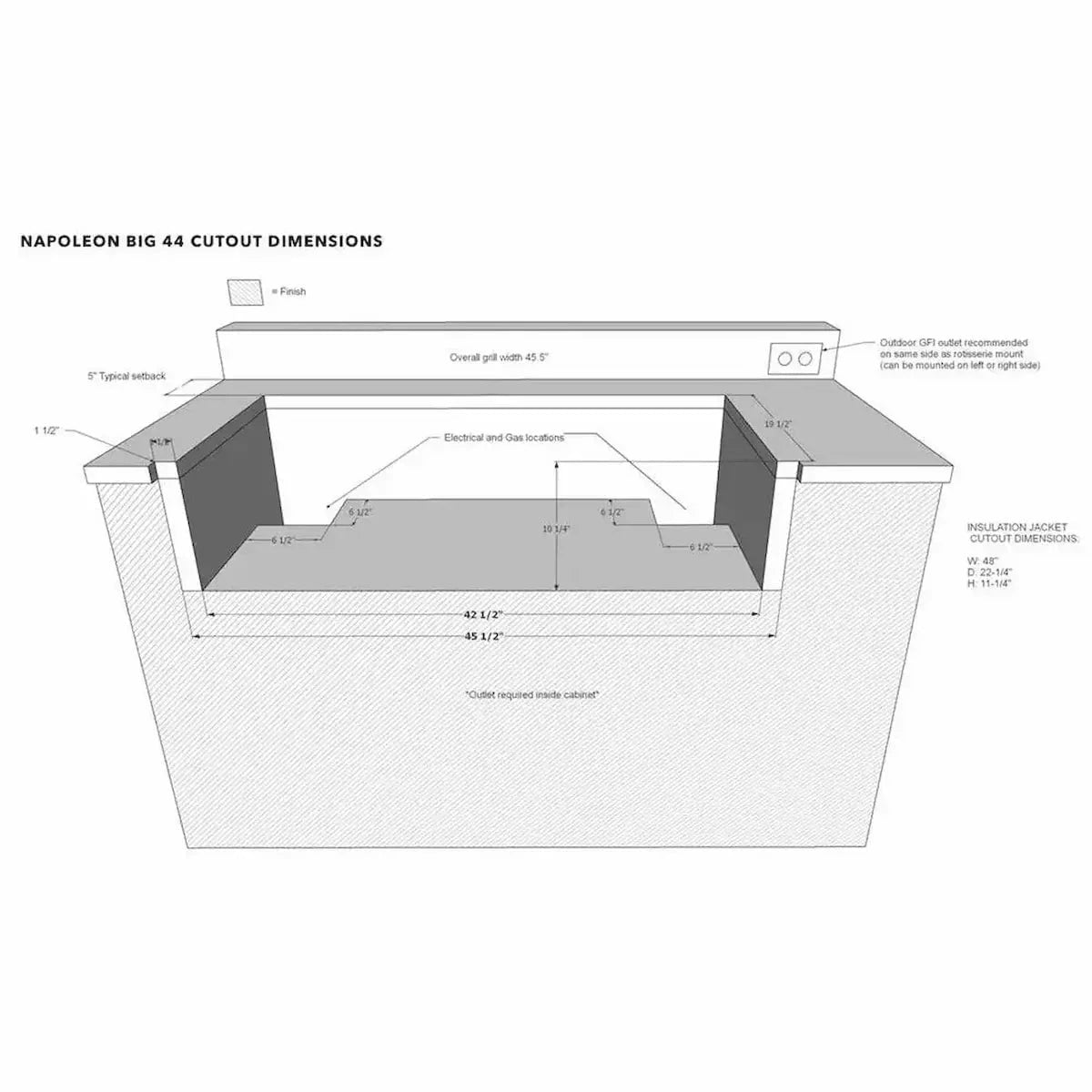 Napoleon Built-In 700 Series 44-inch Gas Grill with Rear Infrared Burner BIG44RB-1 Outdoor Grill