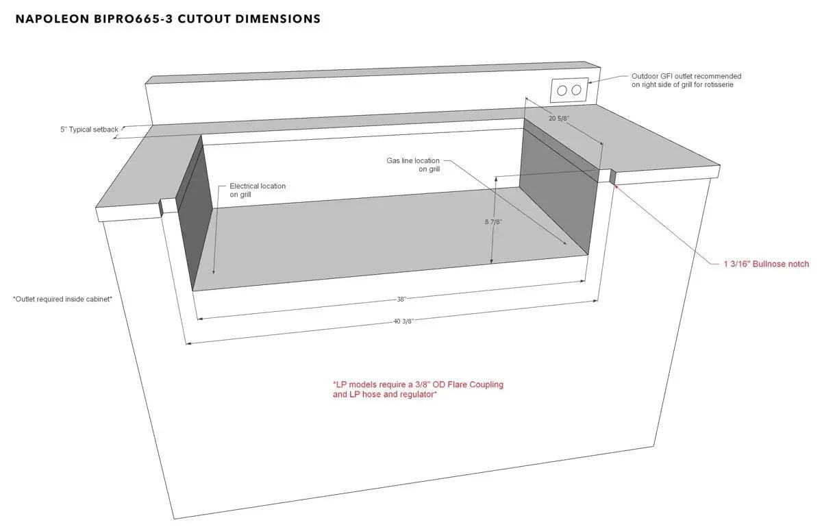 Napoleon Grills Built-In Prestige Pro 665 Gas BBQ Grill - BIPRO665RB-3 Outdoor Grills