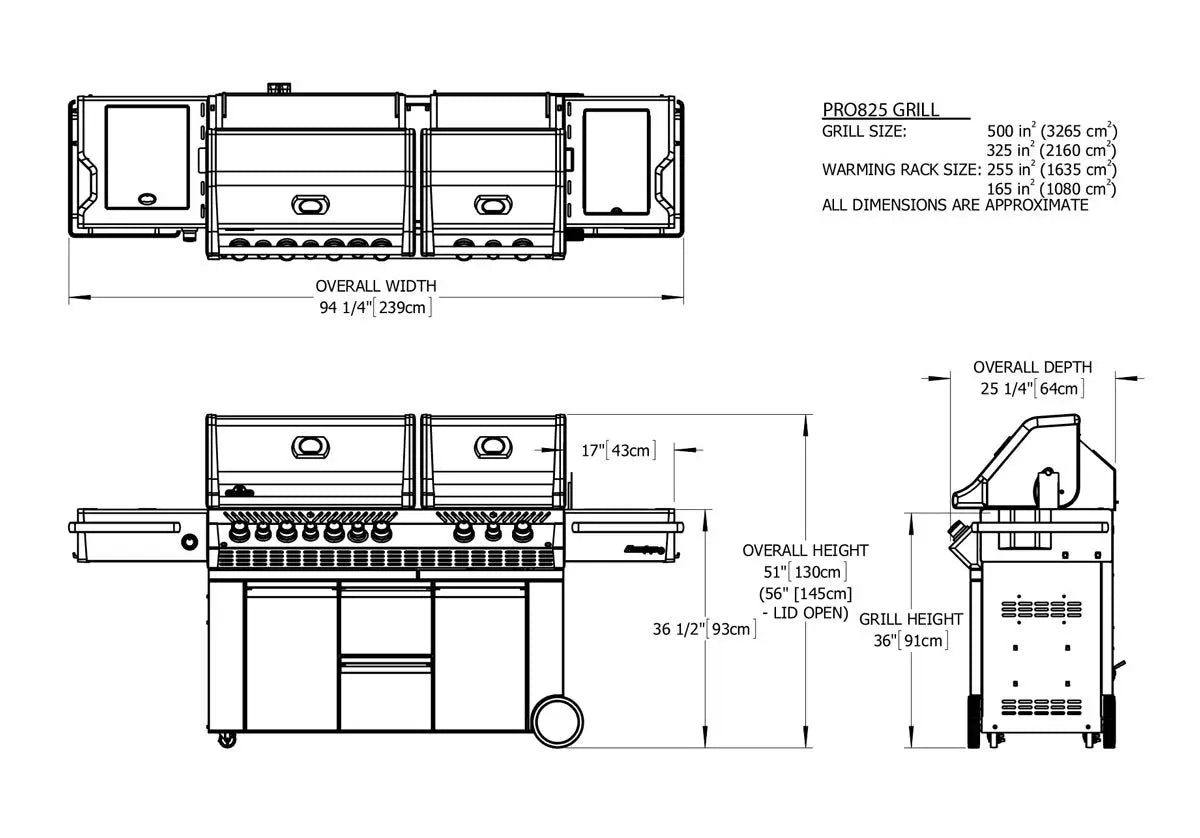 Napoleon Grills Prestige PRO 825 with Infrared Rear and Side Burners, PRO825RSBI-3 Outdoor Grills