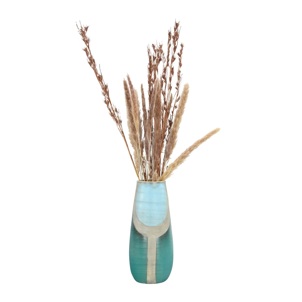 Painted Terra Cotta Vase in Blue and Turquoise 12033785