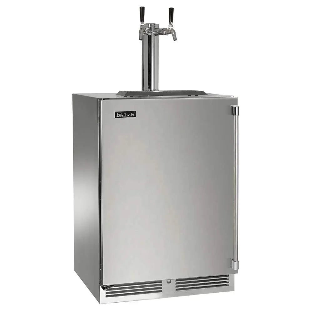 Perlick HP24 24 Undercounter Outdoor Beer Dispenser - Two Tap Stainless Steel Solid Door - Left Hinged Beer Dispensers & Taps Left Hinge / No Lock 12040971