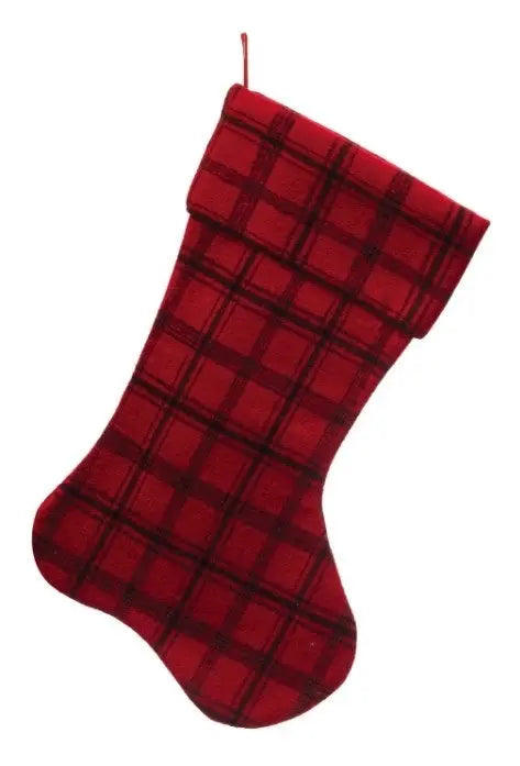 Plaid Fabric Stockings Holiday Stockings Red with Black 12039922