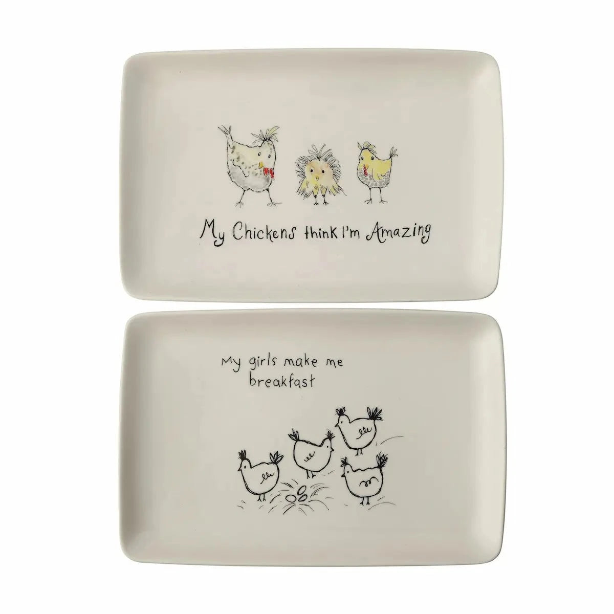 Platter with Chickens and Saying, 2 Styles Serving Platters