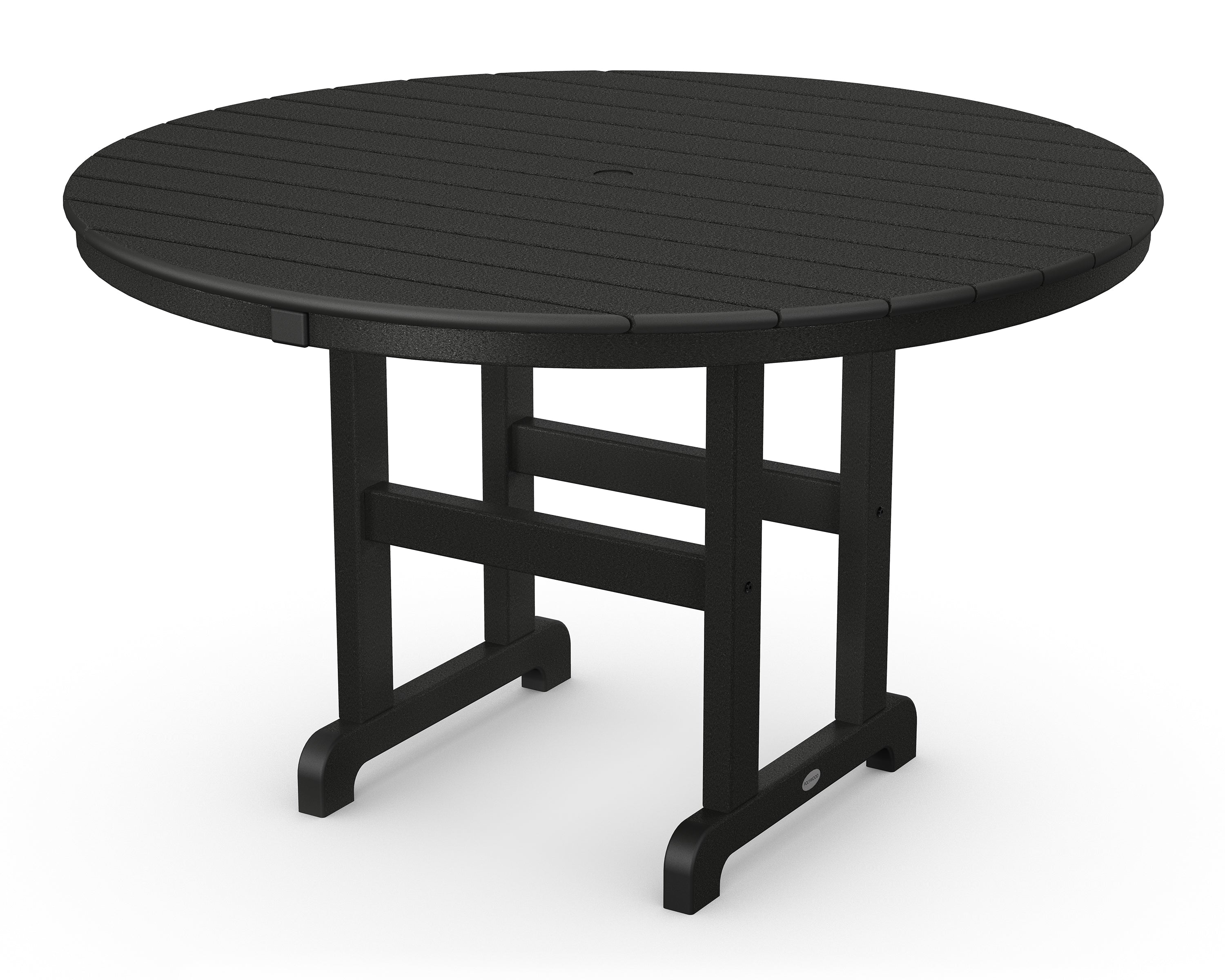 POLYWOOD 48 inch Round Farmhouse Dining Table Outdoor Tables Black 12039481