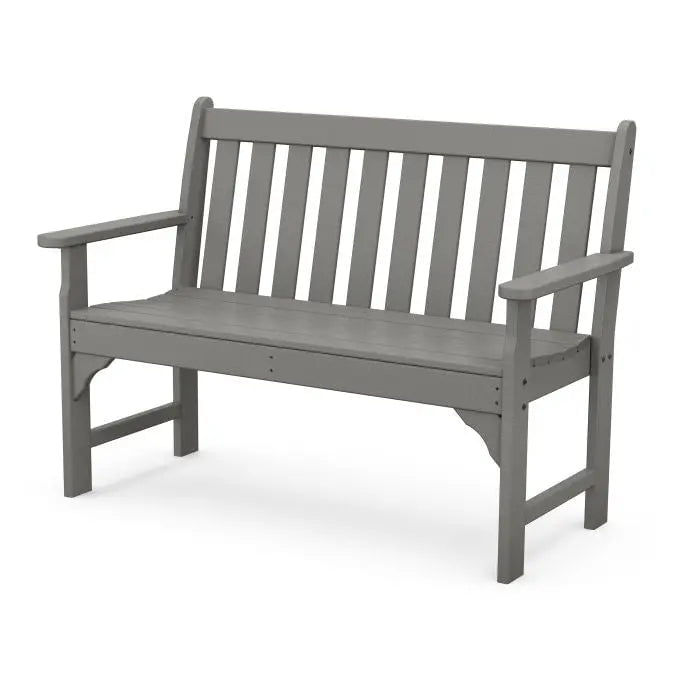 POLYWOOD 48" Vineyard Bench Outdoor Seating Slate Grey 12041646