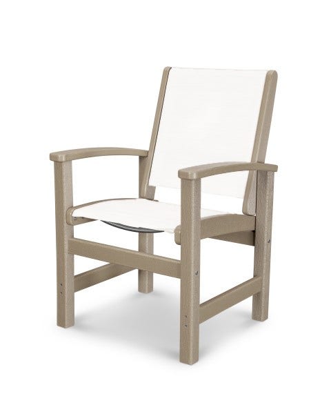 Polywood Coastal Dining Sling Chair Vintage Sahara with White Sling Outdoor Chairs 12032334