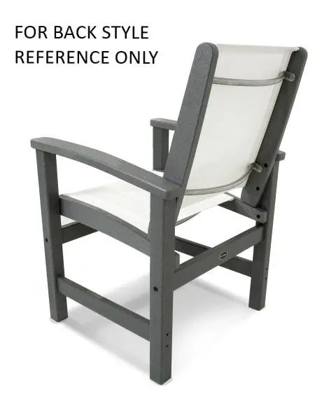 POLYWOOD Coastal Dining Sling Chair Vintage Sahara with White Sling Outdoor Chairs 12032334