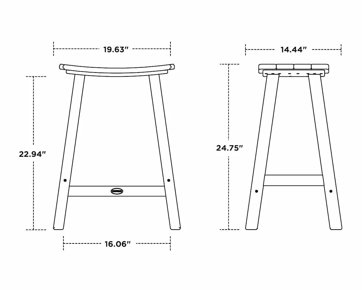 POLYWOOD Contempo Saddle Counter Stool with Black Legs and Tangerine Seat Outdoor Chairs 12039489