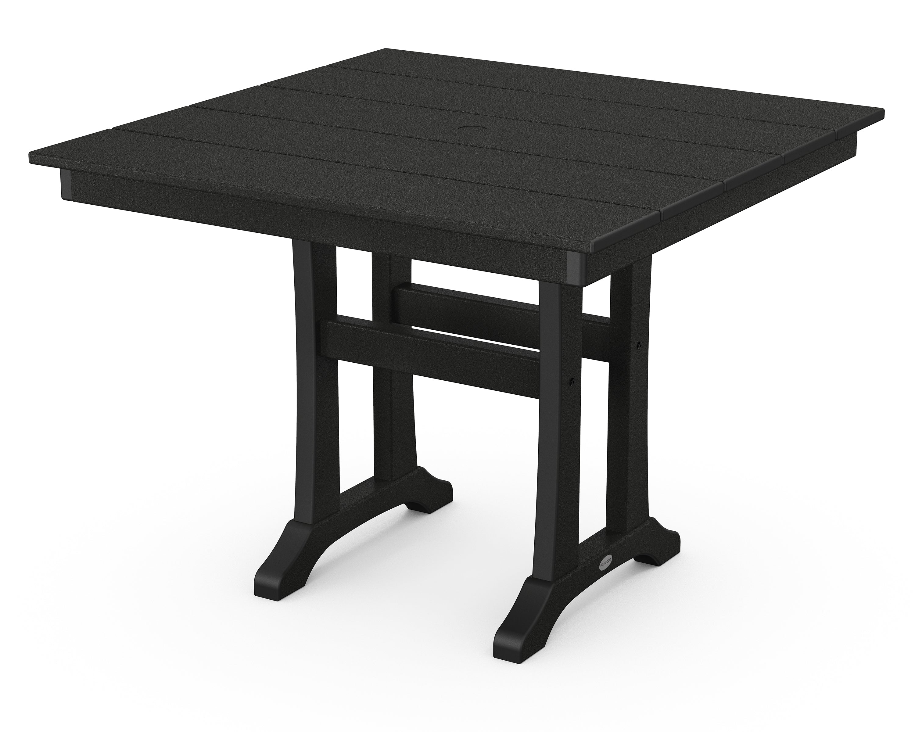 POLYWOOD Farmhouse Trestle 37 inch Square Dining Table Outdoor Tables Black 12041635