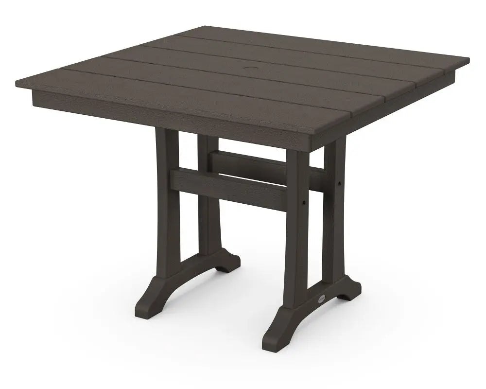 POLYWOOD Farmhouse Trestle 37 inch Square Dining Table Outdoor Tables Vintage Coffee 12039514