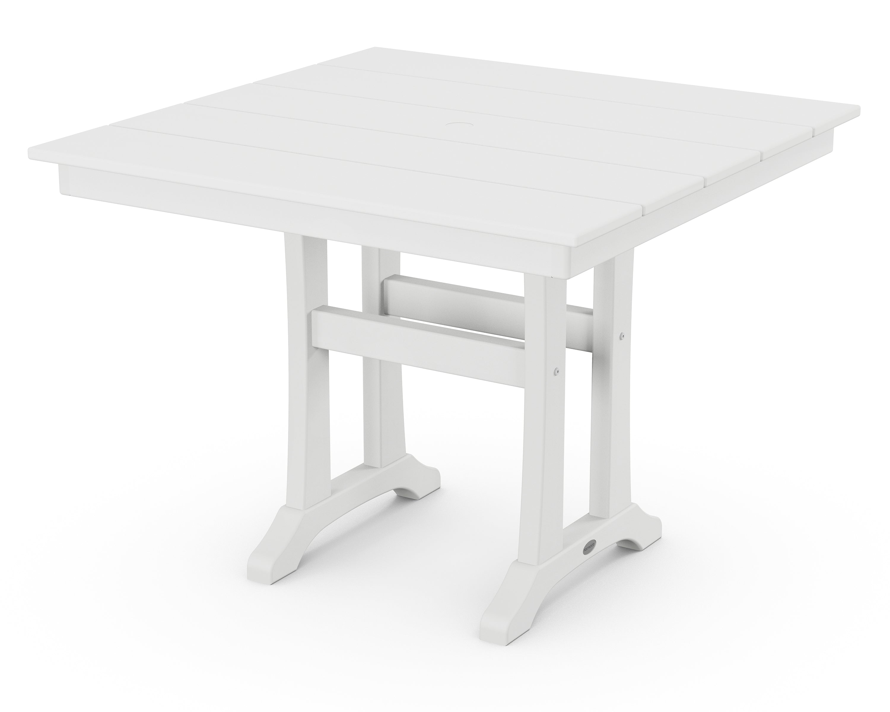 POLYWOOD Farmhouse Trestle 37 inch Square Dining Table Outdoor Tables White 12041634