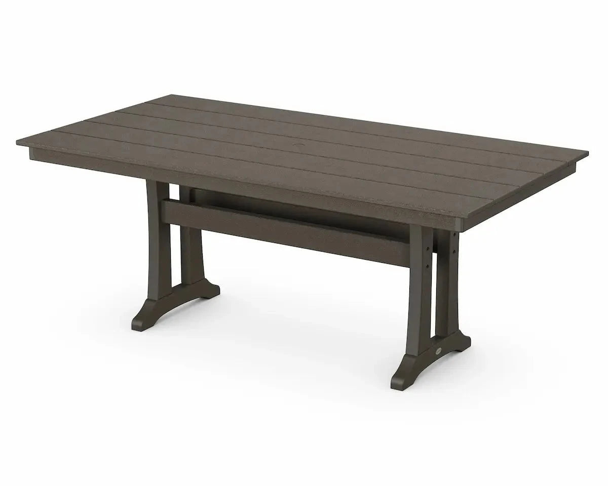 POLYWOOD Farmhouse Trestle 37" x 72" Dining Table Outdoor Tables Vintage Coffee 12032302
