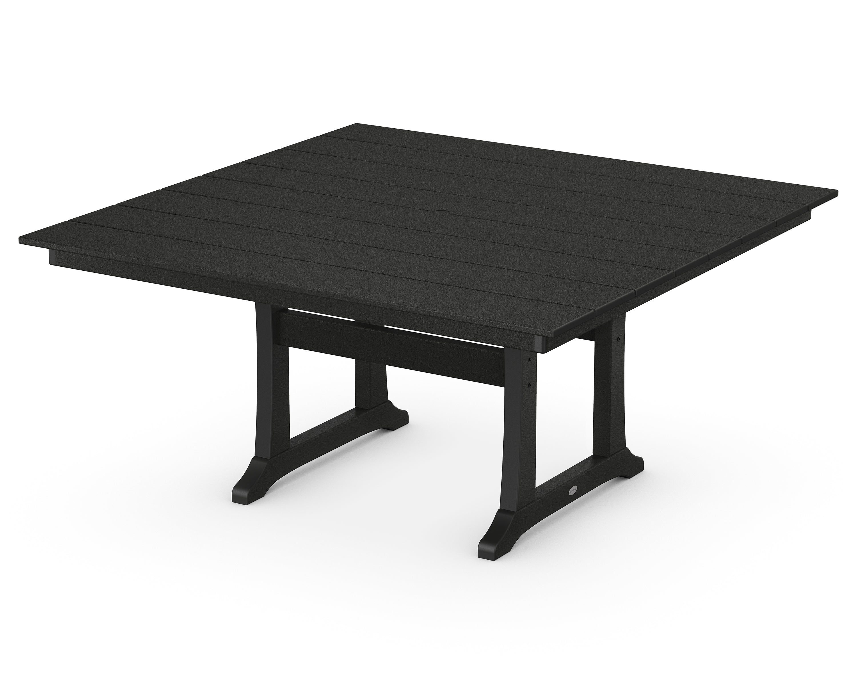 POLYWOOD Farmhouse Trestle 59 inch Square Dining Table Outdoor Tables Black 12041636