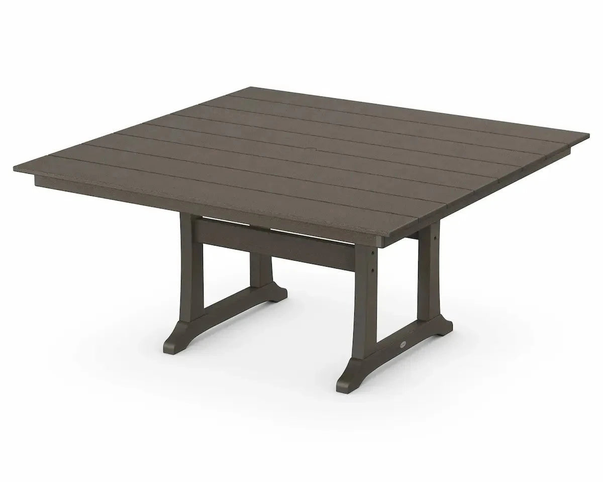 POLYWOOD Farmhouse Trestle 59" Square Dining Table Outdoor Tables Vintage Coffee 12037915