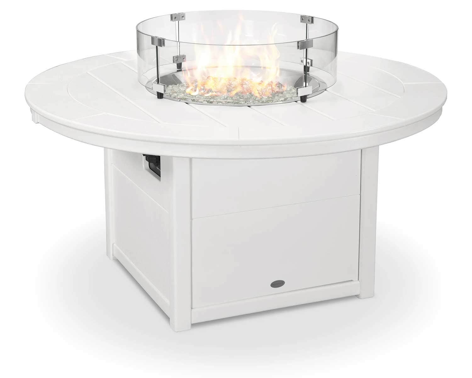 POLYWOOD Fire Table with Round 48 inch Top Fireplaces White 12033412