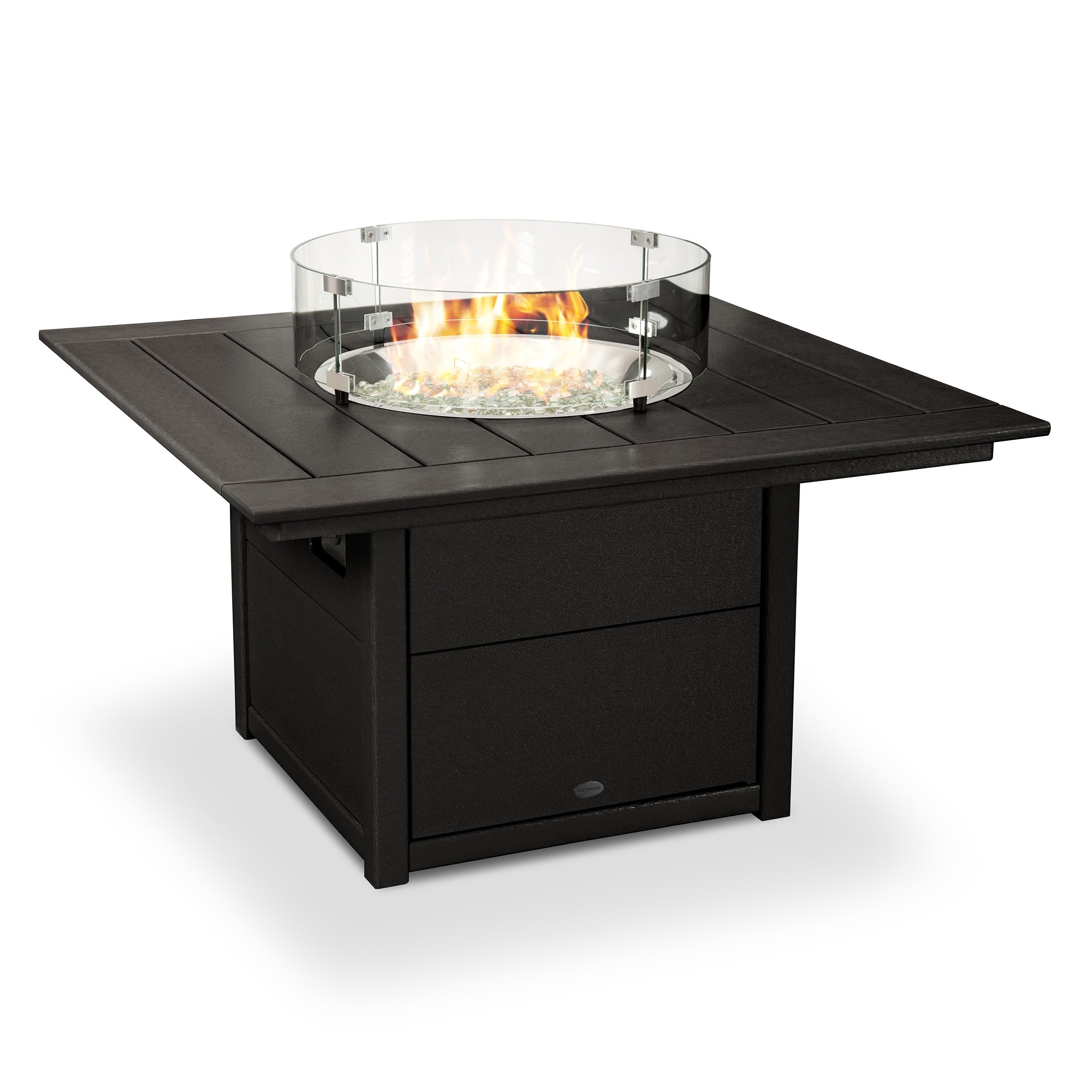 POLYWOOD Fire Table with Square 42 inch Top Fireplaces Black 12033411