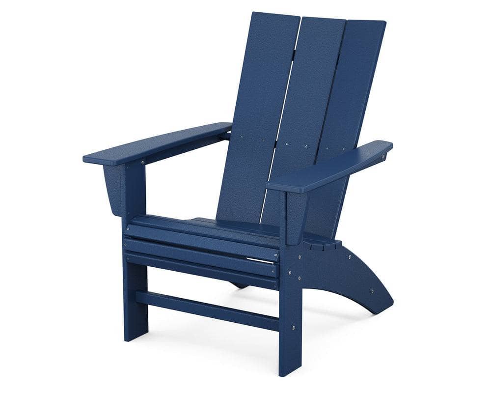 POLYWOOD Modern Curveback Adirondack Chair Outdoor Chairs Navy P10900569-Navy