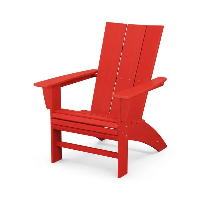 POLYWOOD Modern Curveback Adirondack Chair Outdoor Chairs Sunset Red 12040558