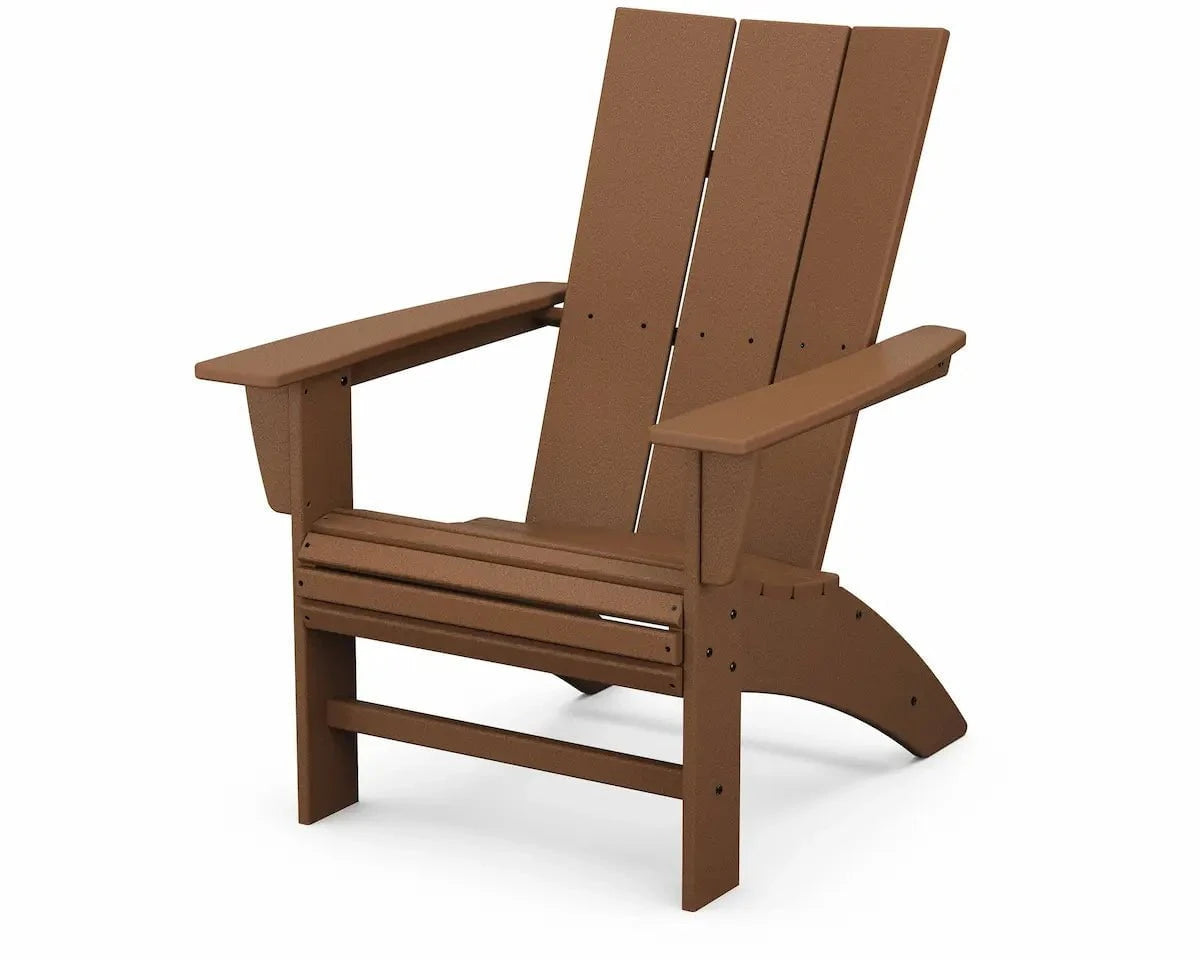 POLYWOOD Modern Curveback Adirondack Chair Outdoor Chairs Teak 12038819