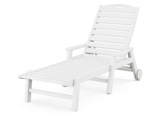 POLYWOOD Nautical Chaise with Arms and Wheels in White 12040565