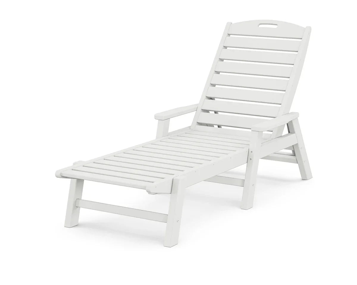 POLYWOOD Nautical Chaise with Arms in White Outdoor Chairs 12040566