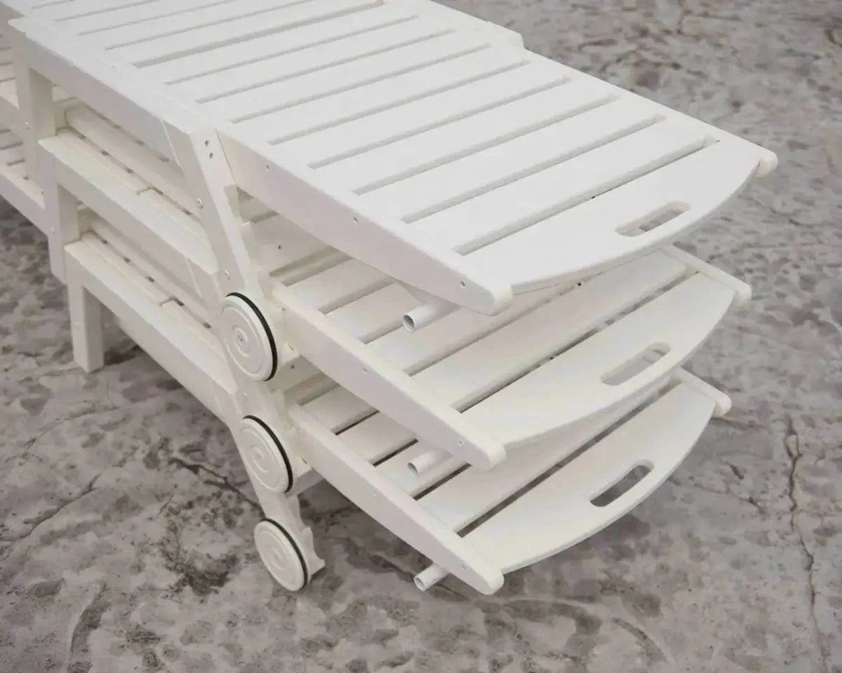 POLYWOOD Nautical Chaise with Wheels in White Sunloungers 12032295