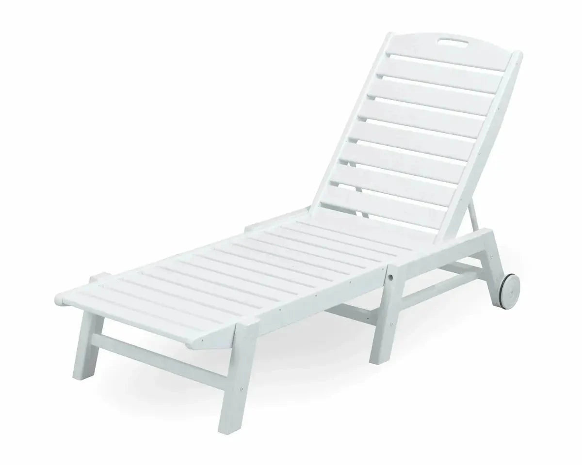 POLYWOOD Nautical Chaise with Wheels in White Sunloungers 12032295