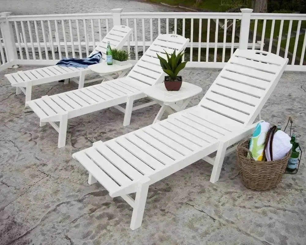POLYWOOD Nautical Chaise with Wheels in White Sunloungers 12032295