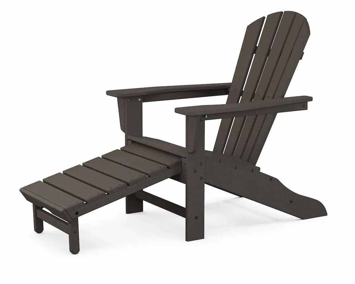 Polywood, Palm Coast, Ultimate Adirondack with Hideaway Ottoman, Vintage Coffee Finish 12047424