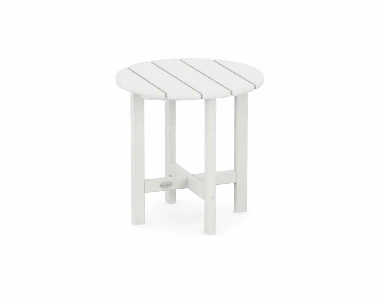 POLYWOOD Round 18" Side Table Outdoor Tables Vintage White 12031517