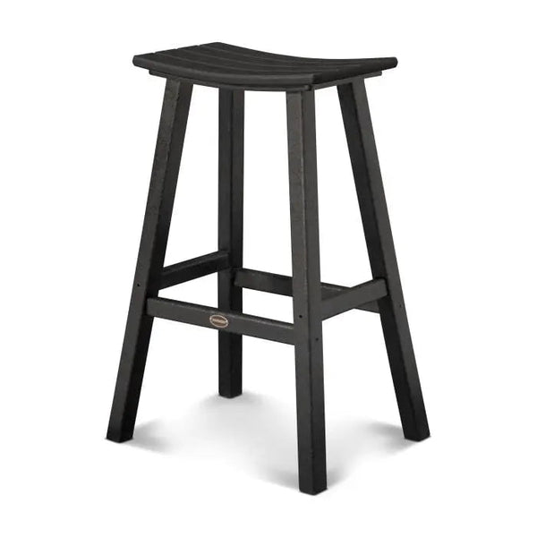 POLYWOOD Traditional Saddle Bar Stool in Black