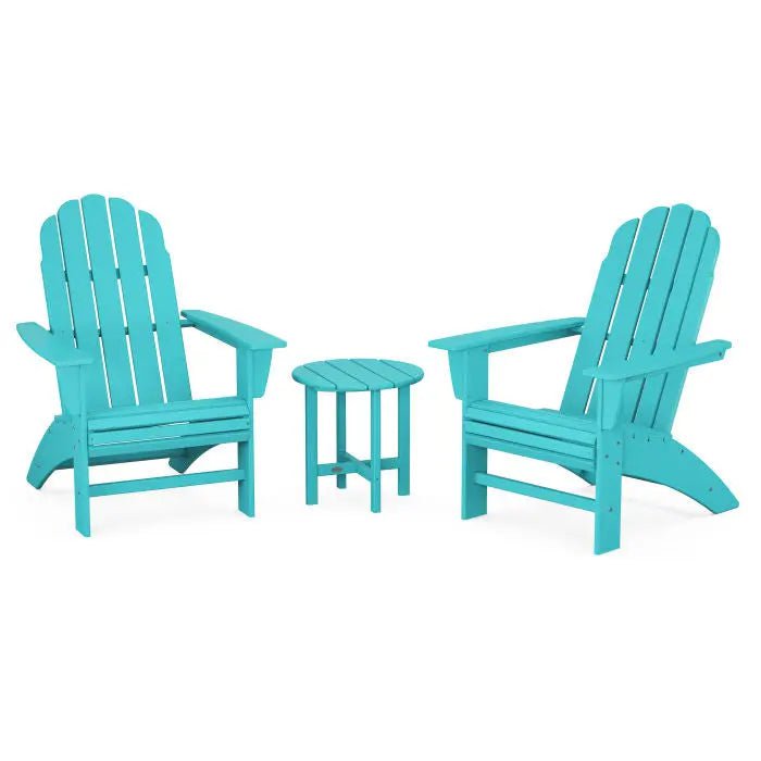 POLYWOOD Vineyard 3-Piece Curveback Adirondack Set Outdoor Furniture Sets Aruba PWS418-1-AR