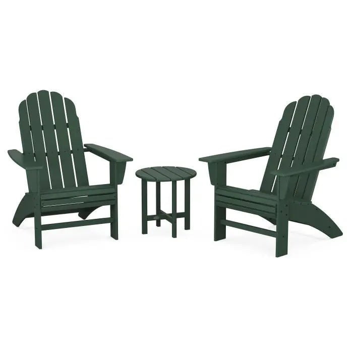 POLYWOOD Vineyard 3-Piece Curveback Adirondack Set Outdoor Furniture Sets Green PWS418-1-GR