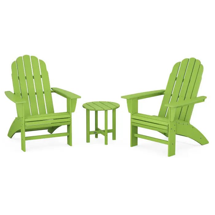 POLYWOOD Vineyard 3-Piece Curveback Adirondack Set Outdoor Furniture Sets Lime PWS418-1-LI