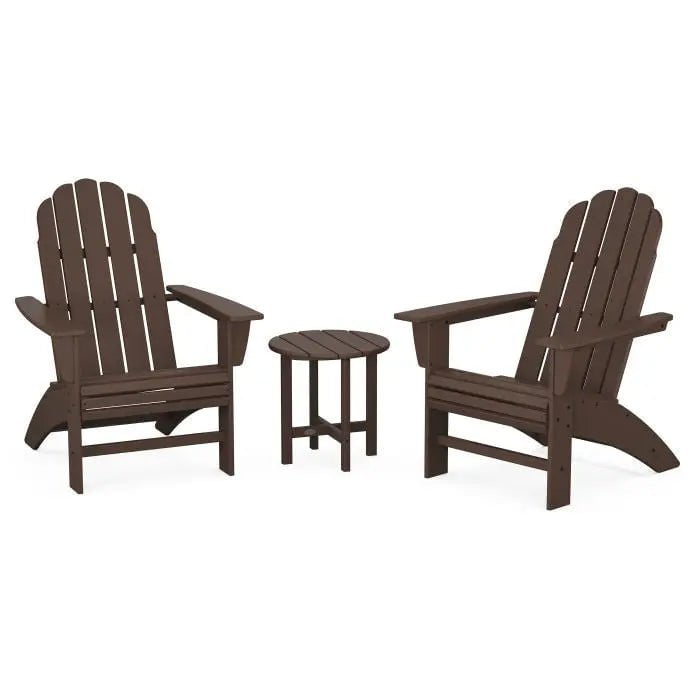 POLYWOOD Vineyard 3-Piece Curveback Adirondack Set Outdoor Furniture Sets Mahogany PWS418-1-MA