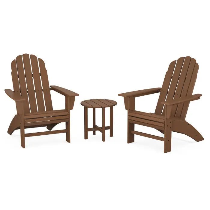 POLYWOOD Vineyard 3-Piece Curveback Adirondack Set Outdoor Furniture Sets Teak PWS418-1-TE