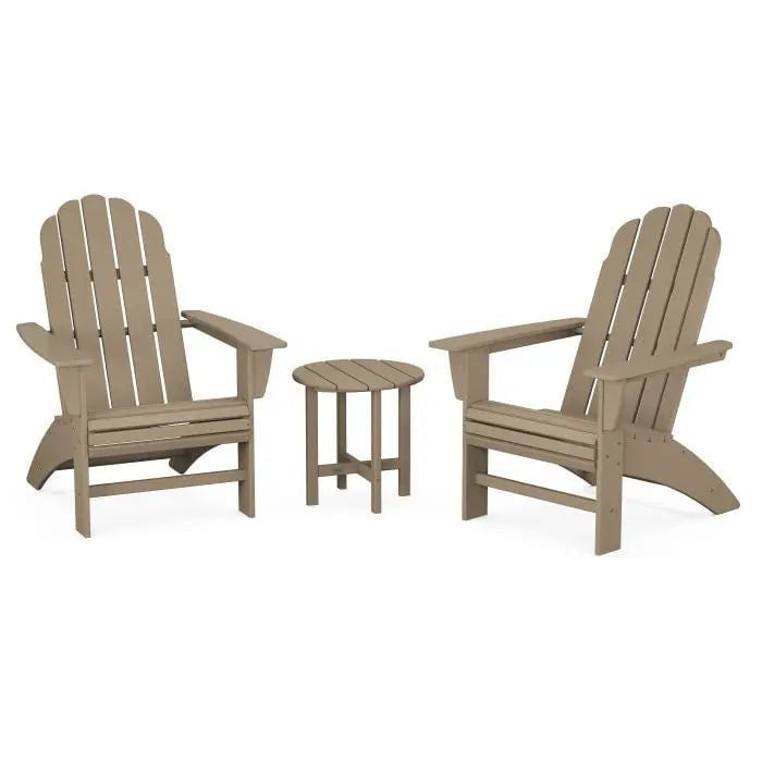 POLYWOOD Vineyard 3-Piece Curveback Adirondack Set Outdoor Furniture Sets Vintage Coffee PWS418-1-VCF