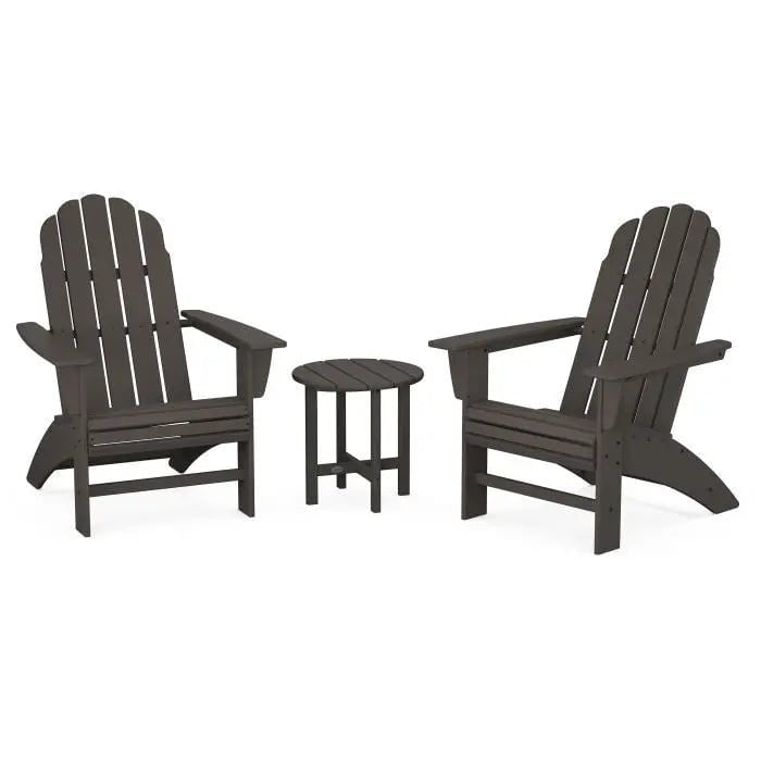 POLYWOOD Vineyard 3-Piece Curveback Adirondack Set Outdoor Furniture Sets Vintage Sahara PWS418-1-VSH