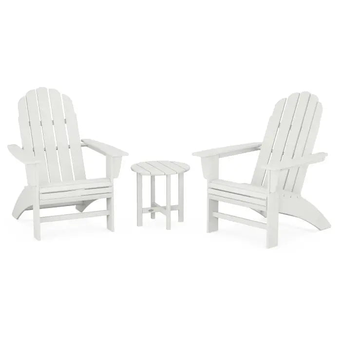 POLYWOOD Vineyard 3-Piece Curveback Adirondack Set Outdoor Furniture Sets Vintage White PWS418-1-VWH