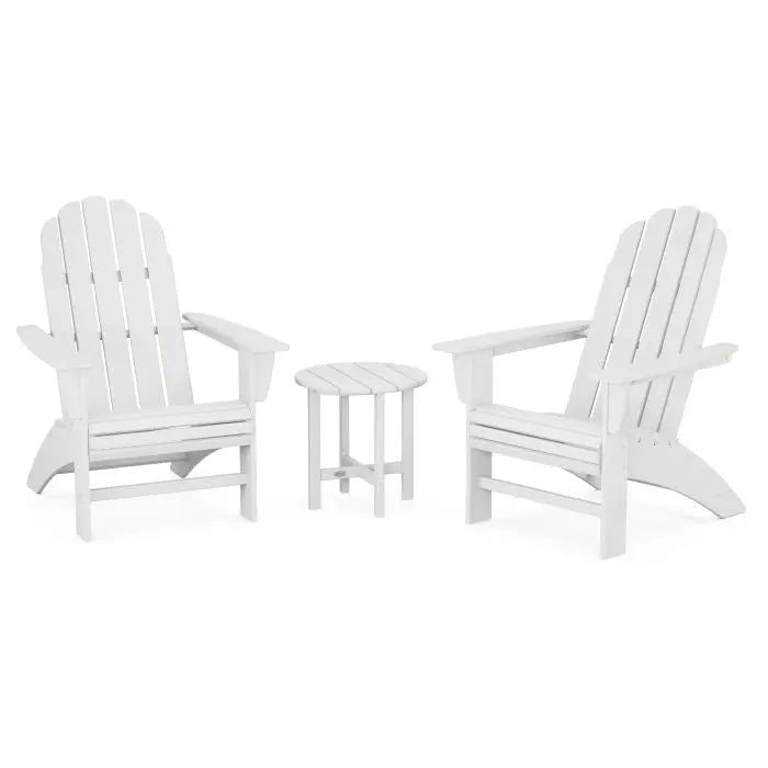 POLYWOOD Vineyard 3-Piece Curveback Adirondack Set Outdoor Furniture Sets White PWS418-1-WH