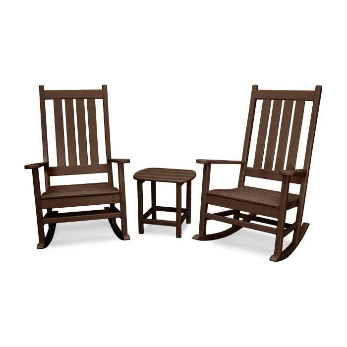 POLYWOOD Vineyard 3-Piece Rocking Set Outdoor Furniture Sets Mahogany PWS355-1MA