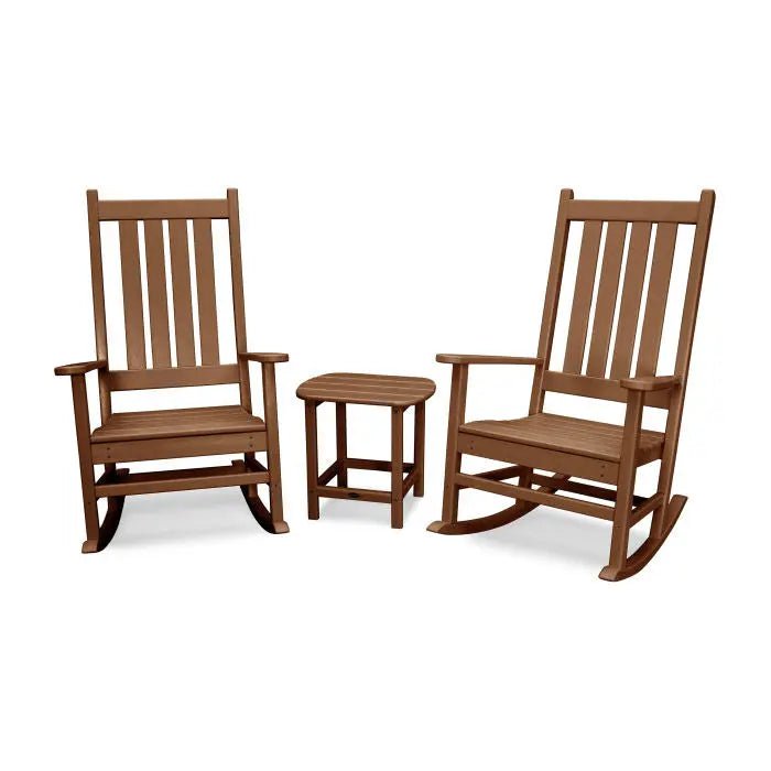 POLYWOOD Vineyard 3-Piece Rocking Set Outdoor Furniture Sets Teak PWS355-1TE